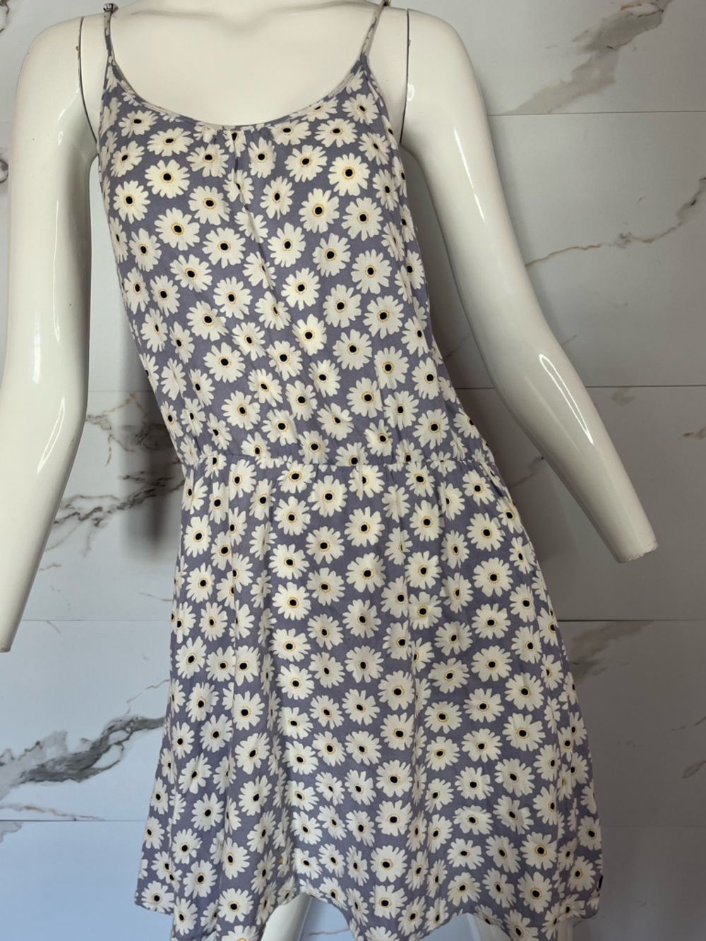 Vero Moda Blue & White Floral Daisy Print Lightweight Mini Dress Size M